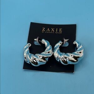Boss Lady Zaxie Twisted Chunky Hoop Earrings in Shiny Silver